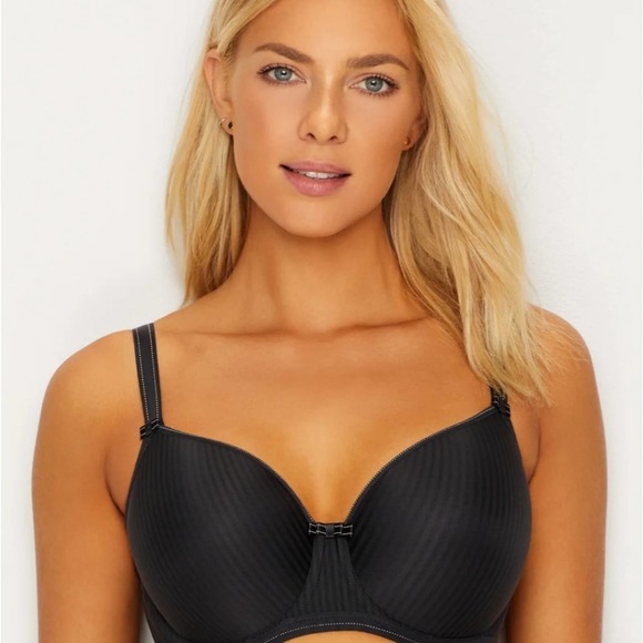 NWT Freya Black Striped Idol Balcony T-Shirt Bra Size 32H - Picture 2 of 13